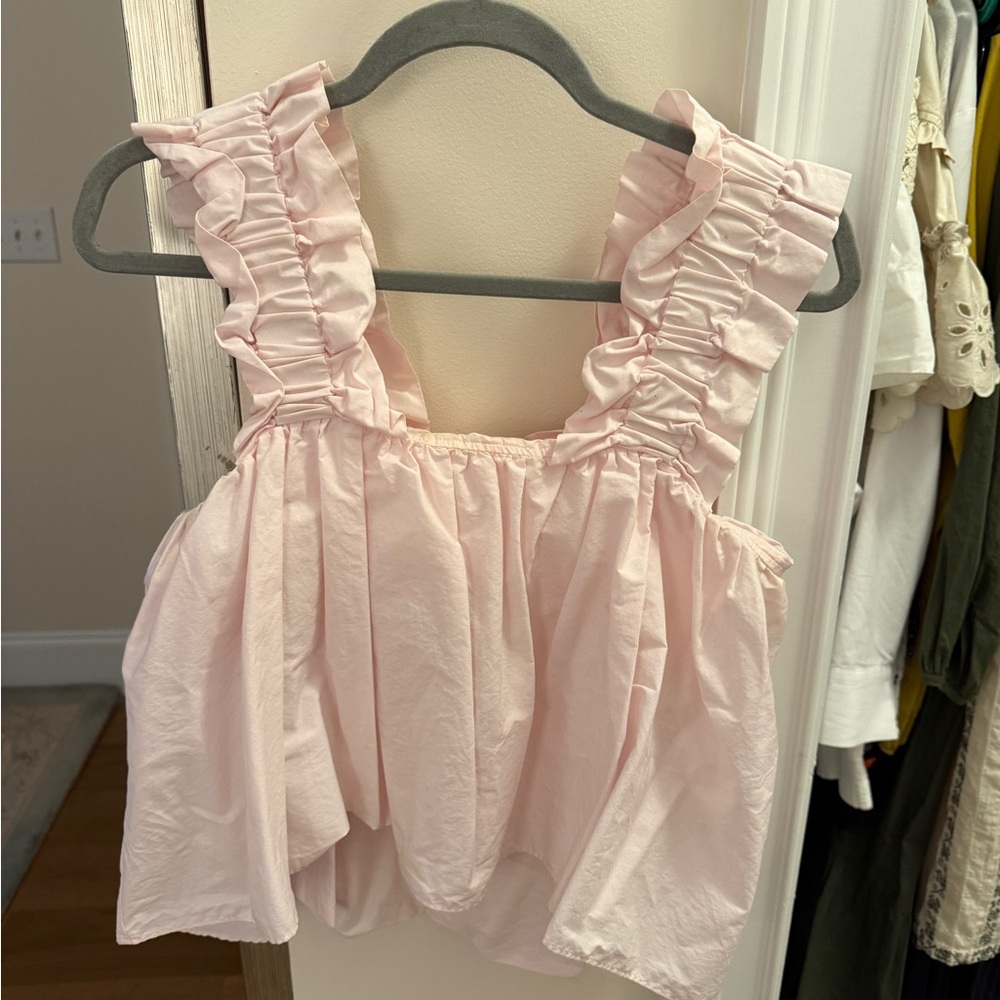 Zara Pink Ruffled Tank Top